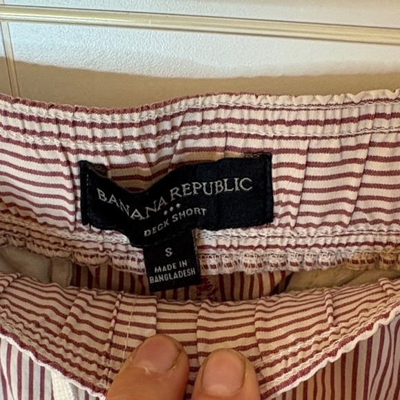 Men's Striped Deck Shorts - Red and White - Picture 2 of 4